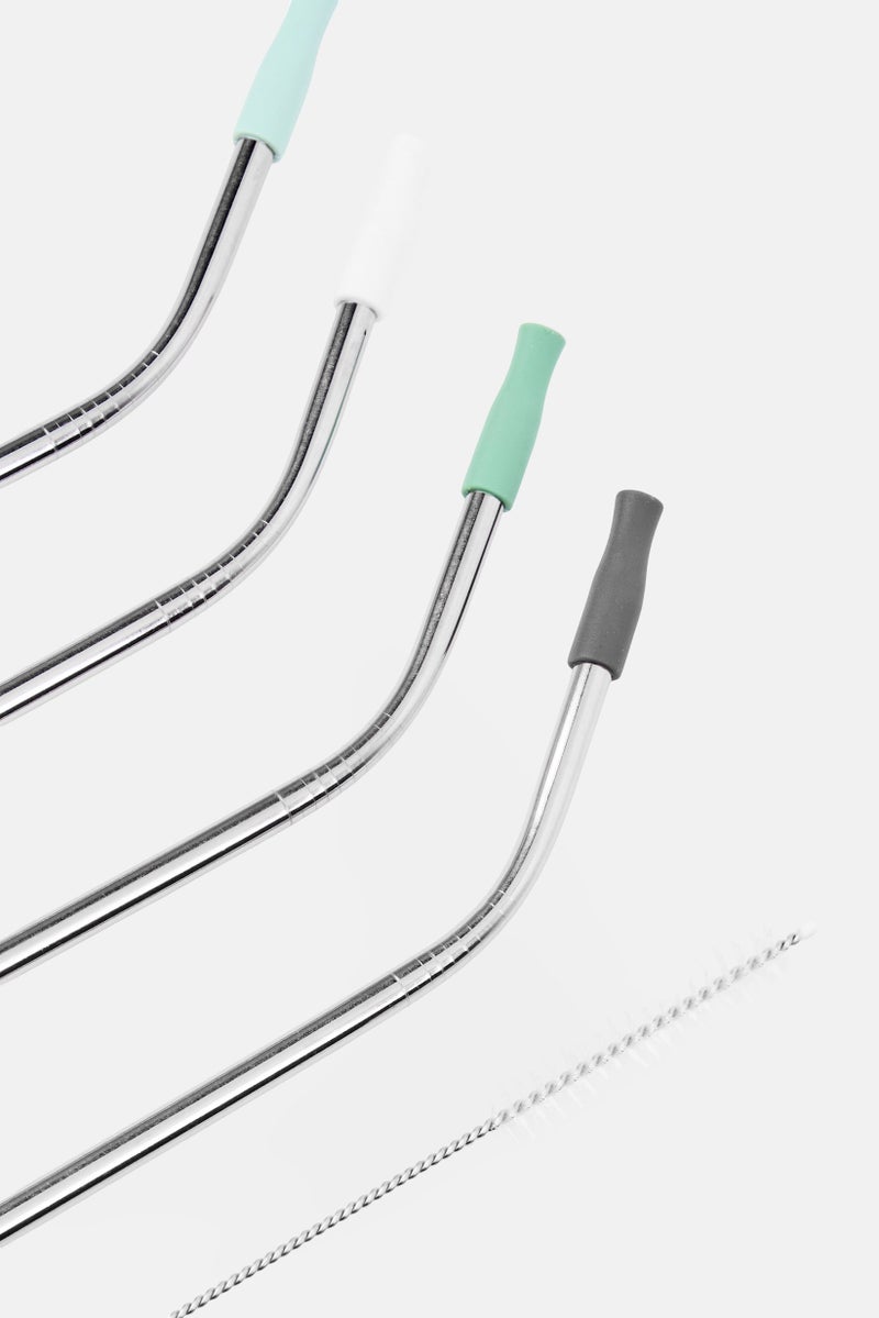 Bebe Home 4 Piece Stainless Steel Straw With Cleaning Set, Silver - Image 3